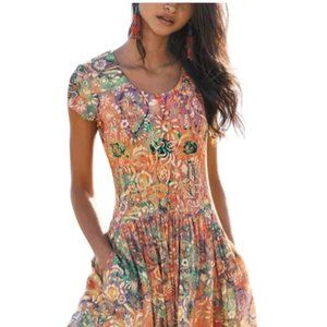 Just Fashion Now Women's Med. Summer Midi Dress. Stretchy. Polyester Boho NWT.